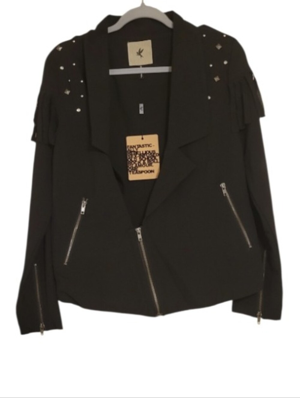 One Teaspoon Black Fringe Moto Jacket -